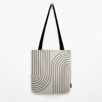 Minimal Line Curvature XCVI Vintage Creme & Black Mid Century Modern Arch Abstract Tote Bag Gallery Image 2