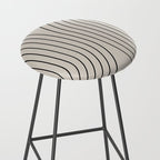 Minimal Line Curvature XCVI Vintage Creme & Black Mid Century Modern Arch Abstract Stool Gallery Image 2
