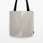 Minimal Line Curvature XCVI Vintage Creme & Black Mid Century Modern Arch Abstract Tote Bag Gallery Image 1