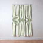 Midcentury Modern Confaab Abstract Pattern in Sage Green and Off White Window Curtain Gallery Image 3