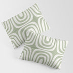 Midcentury Modern Confaab Abstract Pattern in Sage Green and Off White Pillow Sham Gallery Image 3