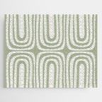 Midcentury Modern Confaab Abstract Pattern in Sage Green and Off White Jigsaw Puzzle Gallery Image 1