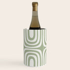 Midcentury Modern Confaab Abstract Pattern in Sage Green and Off White Wine Chiller Gallery Image 2
