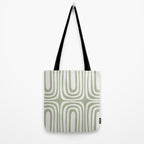 Midcentury Modern Confaab Abstract Pattern in Sage Green and Off White Tote Bag Gallery Image 2