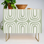 Midcentury Modern Confaab Abstract Pattern in Sage Green and Off White Credenza Gallery Image 1