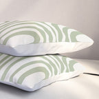 Midcentury Modern Confaab Abstract Pattern in Sage Green and Off White Pillow Sham Gallery Image 3