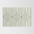 Midcentury Modern Confaab Abstract Pattern in Sage Green and Off White Rug Gallery Image 2