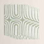 Midcentury Modern Confaab Abstract Pattern in Sage Green and Off White Wrapping Paper Gallery Image 3