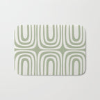 Midcentury Modern Confaab Abstract Pattern in Sage Green and Off White Bath Mat Gallery Image 1