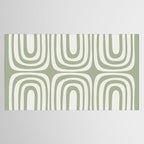 Midcentury Modern Confaab Abstract Pattern in Sage Green and Off White Tablecloth Gallery Image 2