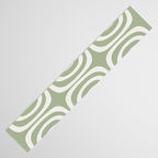 Midcentury Modern Confaab Abstract Pattern in Sage Green and Off White Table Runner Gallery Image 3