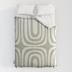 Midcentury Modern Confaab Abstract Pattern in Sage Green and Off White Comforter Gallery Image 6