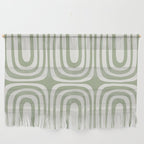 Midcentury Modern Confaab Abstract Pattern in Sage Green and Off White Wall Hanging Gallery Image 1