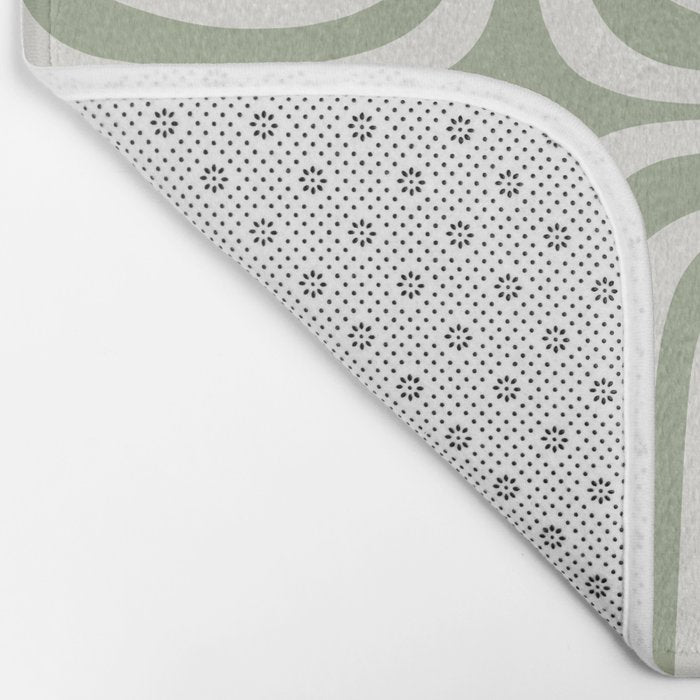 Midcentury Modern Confaab Abstract Pattern in Sage Green and Off White Bath Mat Gallery Image 2