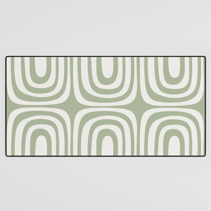Midcentury Modern Confaab Abstract Pattern in Sage Green and Off White Desk Mat Gallery Image 3