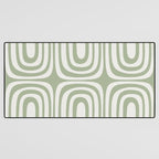 Midcentury Modern Confaab Abstract Pattern in Sage Green and Off White Desk Mat Gallery Image 3