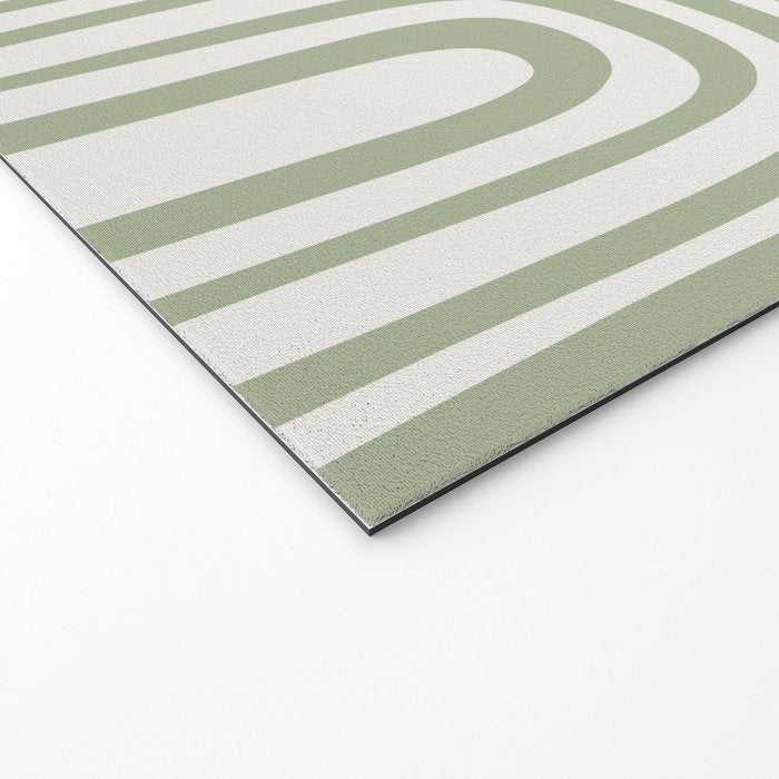 Midcentury Modern Confaab Abstract Pattern in Sage Green and Off White Welcome Mat Gallery Image 2