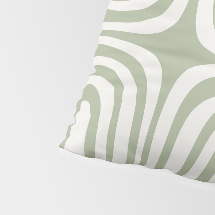 Midcentury Modern Confaab Abstract Pattern in Sage Green and Off White Pillow Sham Gallery Image 4