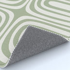 Midcentury Modern Confaab Abstract Pattern in Sage Green and Off White Rug Gallery Image 4