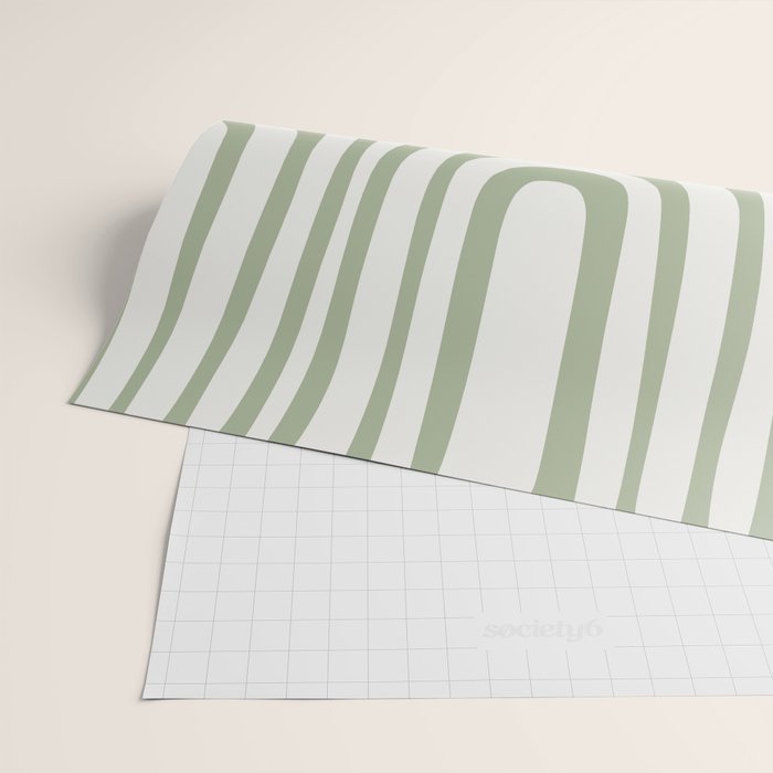 Midcentury Modern Confaab Abstract Pattern in Sage Green and Off White Wrapping Paper Gallery Image 2