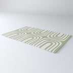 Midcentury Modern Confaab Abstract Pattern in Sage Green and Off White Rug Gallery Image 3