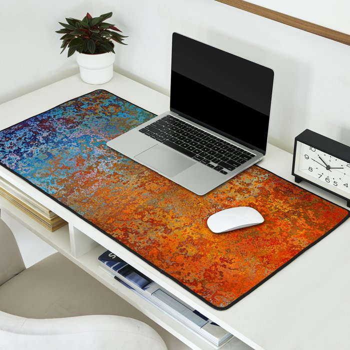 Vintage Rust, Terracotta and Blue Desk Mat Gallery Image 2