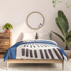 Colorful Mid Century Modern Abstract Fun Shapes Patterns Navy Blue Abstract Expressionism Comforter Gallery Image 3