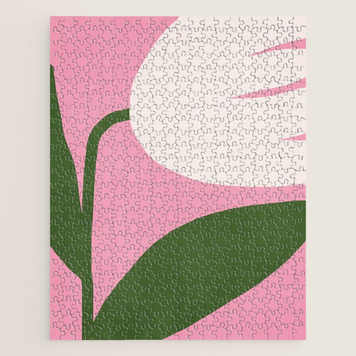 Abstract Flora - pink green Jigsaw Puzzle Gallery Image 1