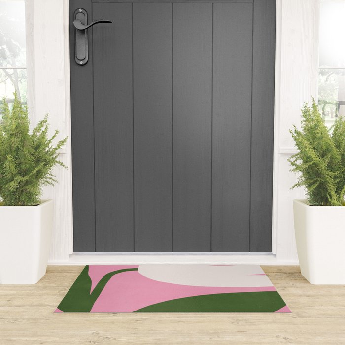 Abstract Flora - pink green Welcome Mat Gallery Image 3
