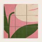 Abstract Flora - pink green Wood Wall Art Gallery Image 1