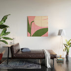 Abstract Flora - pink green Wood Wall Art Gallery Image 2