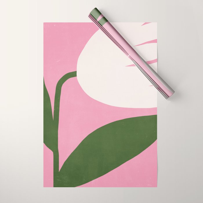 Abstract Flora - pink green Wrapping Paper Gallery Image 1