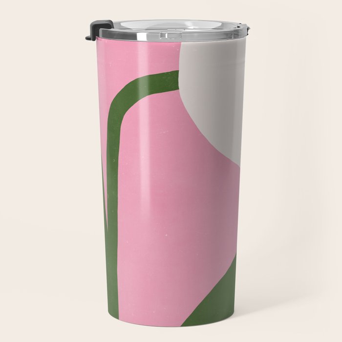 Abstract Flora - pink green Travel Mug Gallery Image 3