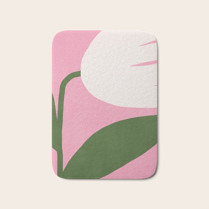 Abstract Flora - pink green Bath Mat Gallery Image 1