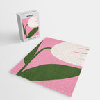 Abstract Flora - pink green Jigsaw Puzzle Gallery Image 2