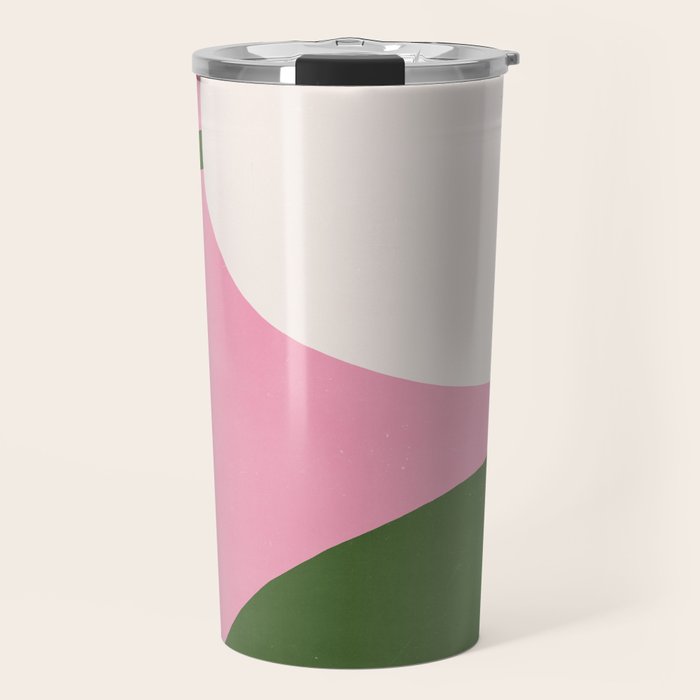 Abstract Flora - pink green Travel Mug Gallery Image 1