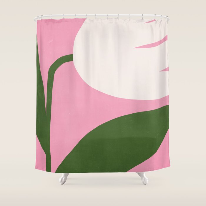 Abstract Flora - pink green Shower Curtain Gallery Image 1