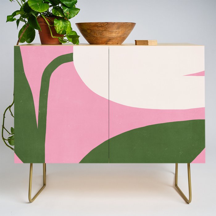 Abstract Flora - pink green Credenza Gallery Image 1