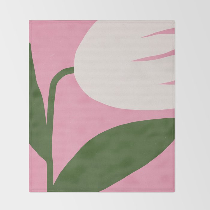 Abstract Flora - pink green Throw Blanket Gallery Image 2