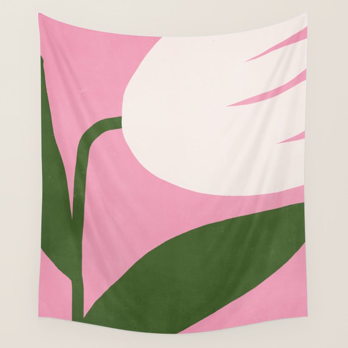 Abstract Flora - pink green Wall Tapestry Gallery Image 1