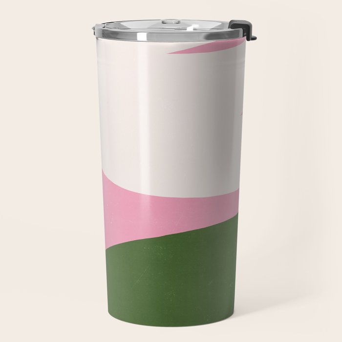 Abstract Flora - pink green Travel Mug Gallery Image 2