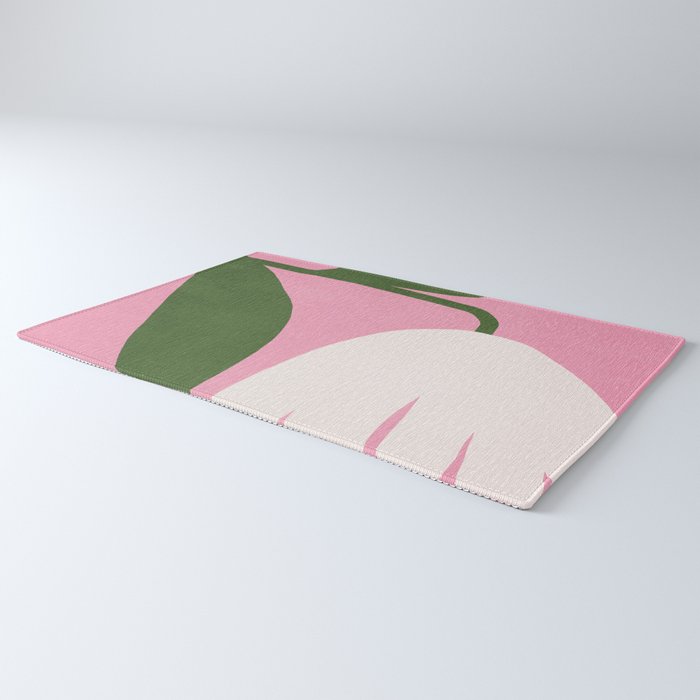 Abstract Flora - pink green Rug Gallery Image 3
