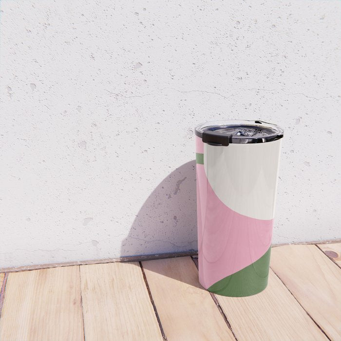 Abstract Flora - pink green Travel Mug Gallery Image 4