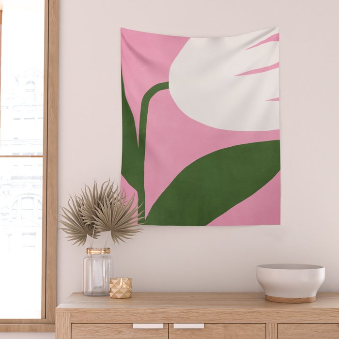 Abstract Flora - pink green Wall Tapestry Gallery Image 2