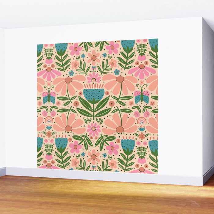Pretty Floral - sweet pink Wall Mural Gallery Image 2