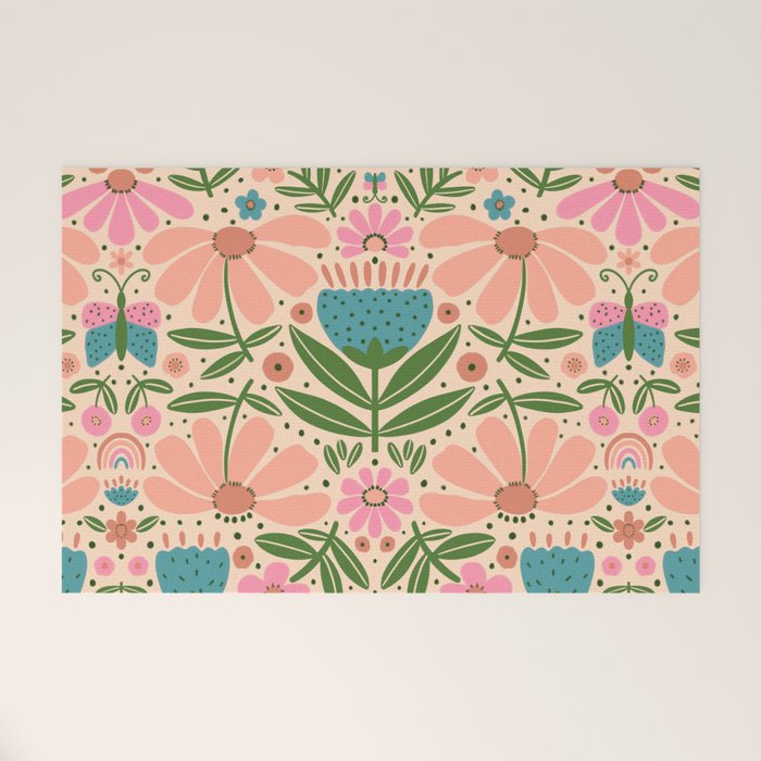 Pretty Floral - sweet pink Welcome Mat Gallery Image 1