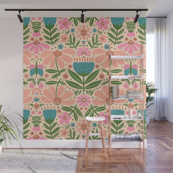 Pretty Floral - sweet pink Wall Mural Gallery Image 1