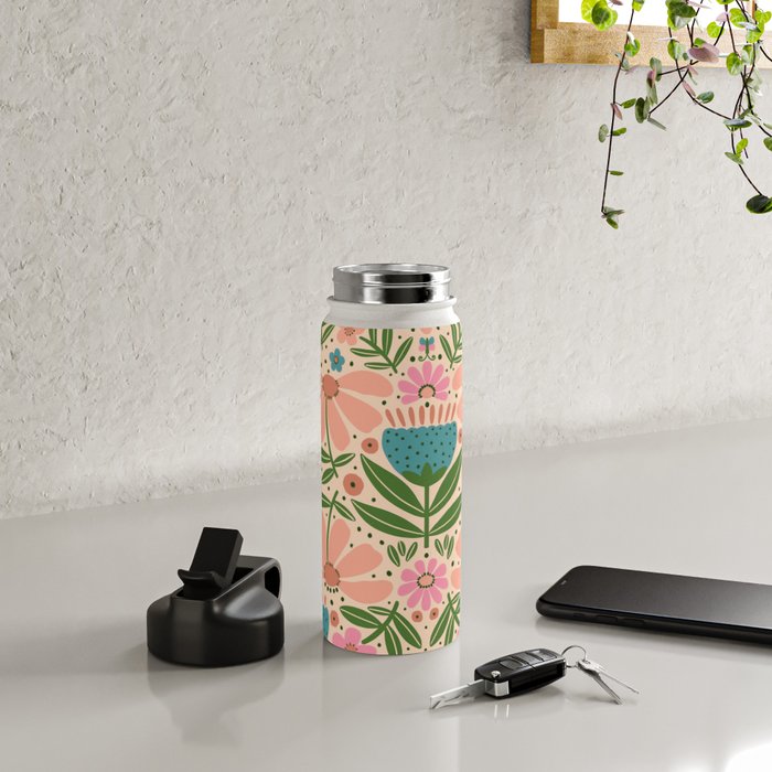 Pretty Floral - sweet pink Water Bottle Gallery Image 4