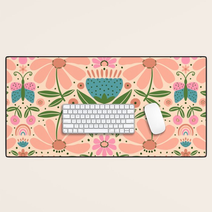 Pretty Floral - sweet pink Desk Mat Gallery Image 1