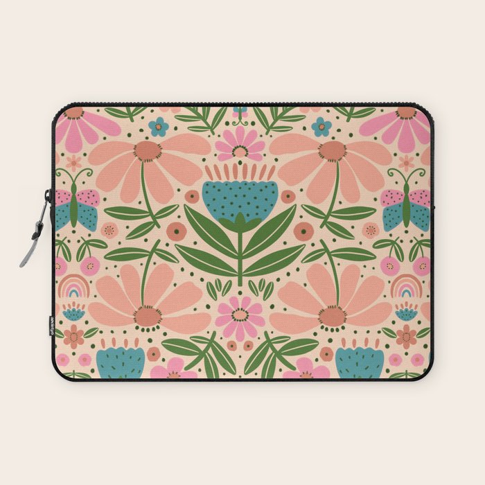 Pretty Floral - sweet pink Laptop Sleeve Gallery Image 1